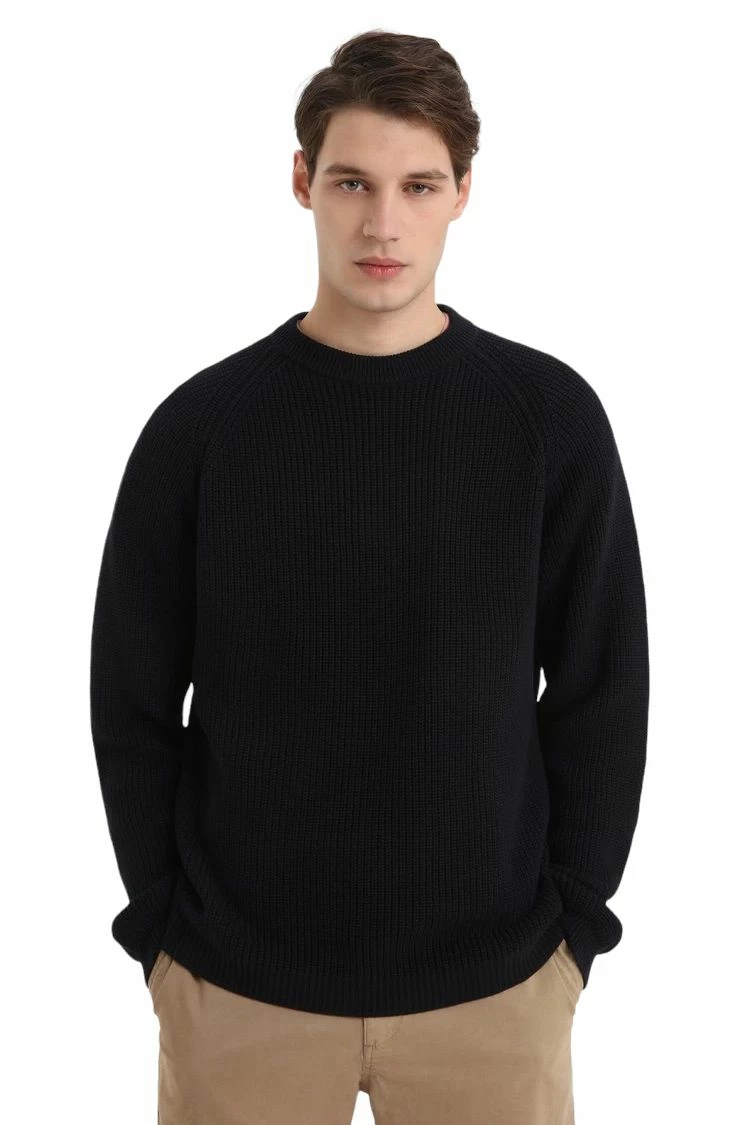 Woolrich Maglia Girocollo A Costine Uomo Melton Blue 3 Woolrich Maglia Girocollo A Costine Uomo Melton Blue