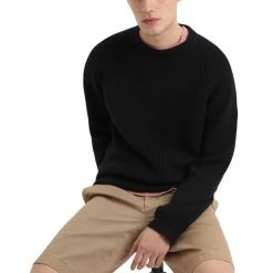 Woolrich Maglia Girocollo A Costine Uomo Melton Blue