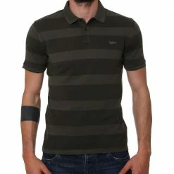 Woolrich Striped Polo Dark Green