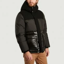 Woolrich Black Intarsia Puffer Jacket