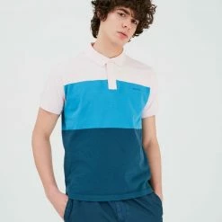 Woolrich Woolrich Color Block Stripe Polo Shirt Pink Mist