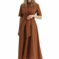 Woolrich Vestito Poplin Donna Rusty Brown