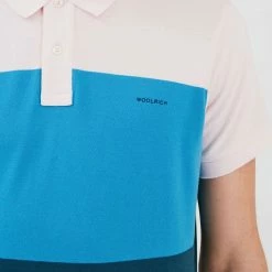 Woolrich Woolrich Color Block Stripe Polo Shirt Pink Mist