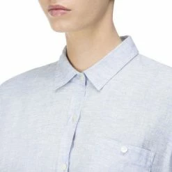 Woolrich Blue Linen Womens Over Shirt