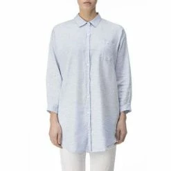 Woolrich Blue Linen Womens Over Shirt